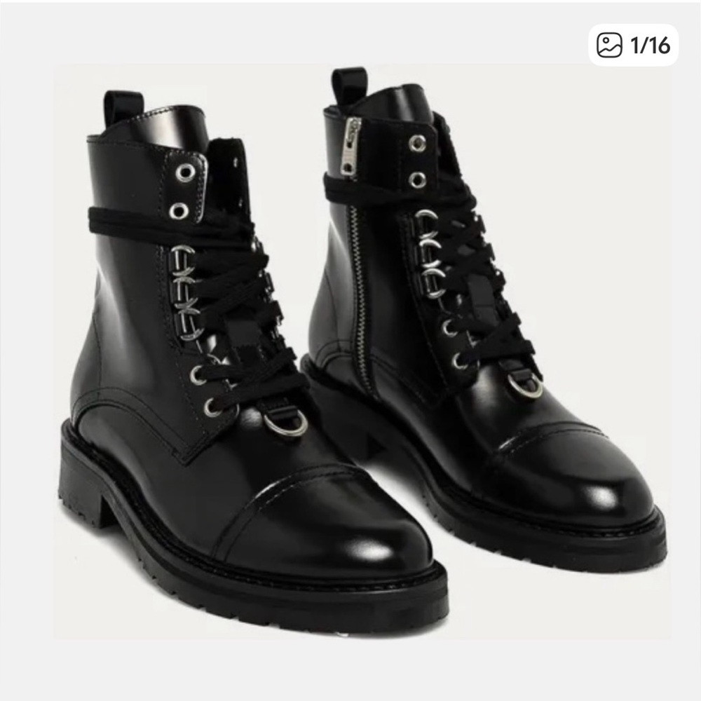 All Saints Lira Leather Combat Moto Biker Boots Size 36